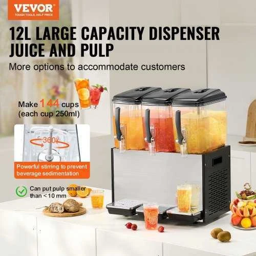 VEVOR Komercinis 12L x 3 talpų gėrimų skirstytuvas