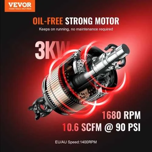 VEVOR Kompaktiškas nealyvuotas oro kompresorius 20 gal 90 PSI