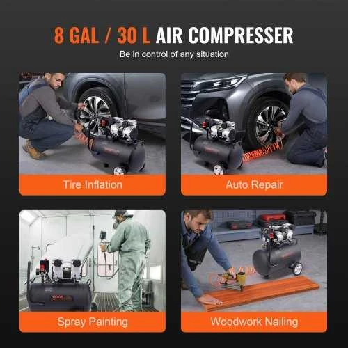 VEVOR Kompresorius be alyvos 8 galonų 90 PSI