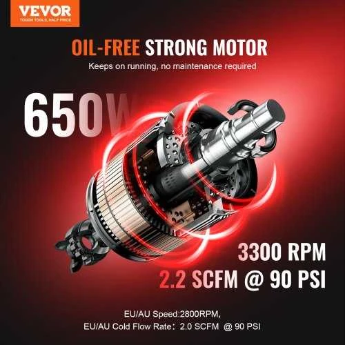 VEVOR Kompresorius be alyvos 8 galonų 90 PSI