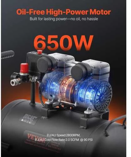 VEVOR Kompresorius be alyvos 8 galonų 90 PSI