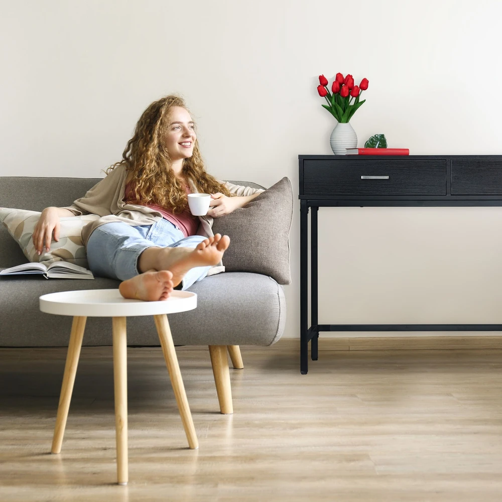 Relaxdays Konsolinis staliukas su dviem stalčiais