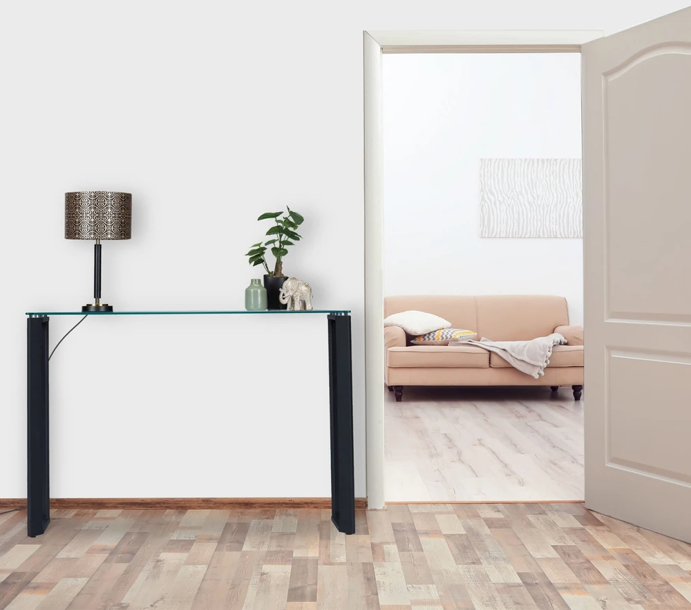 Relaxdays Konsolinis staliukas su stikliniu stalviršiu
