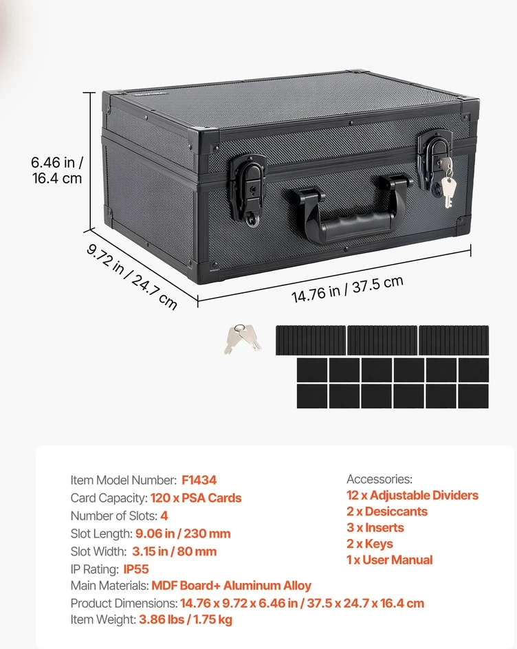 VEVOR Kortelių dėžė 4 eilės 120 PSA slab