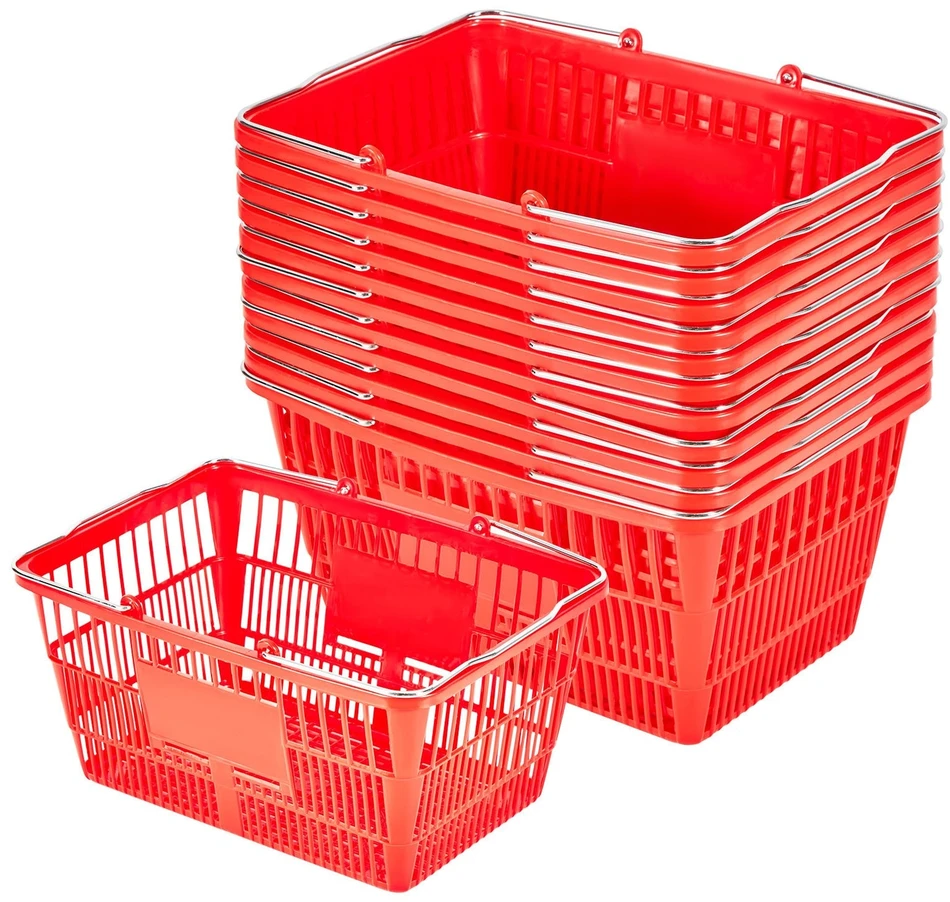 VEVOR Krepšiai pirkiniams, 12 vnt, 21L, raudoni