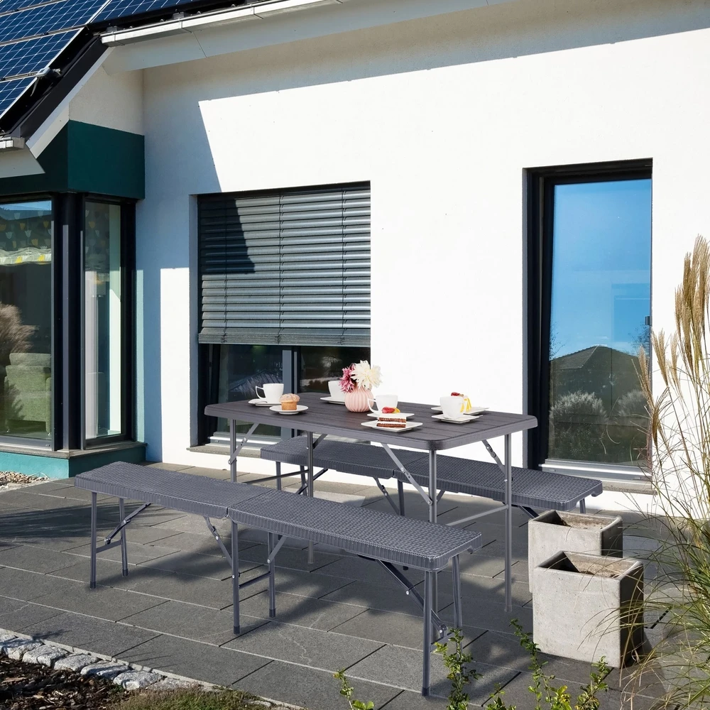 Relaxdays Kvadratinis sodo stalas su medienos imitacija