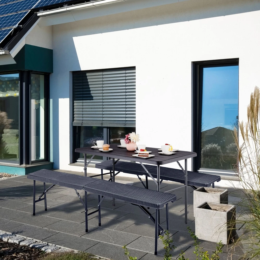 Relaxdays Kvadratinis sodo stalas su medžio išvaizda