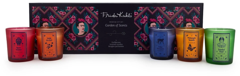 Kvapniųjų žvakių dovanų rinkinys Frida Kahlo, 5 vnt.