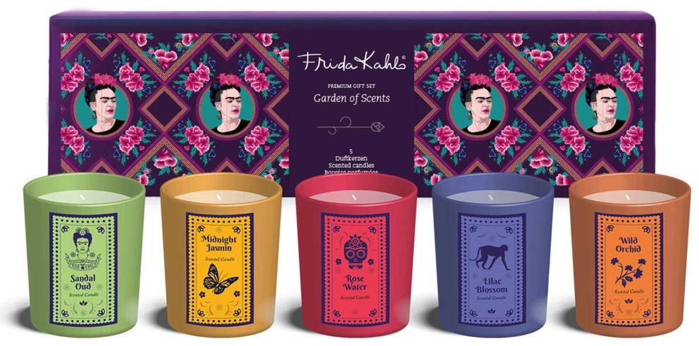 Kvapniųjų žvakių dovanų rinkinys Frida Kahlo, 5 vnt.
