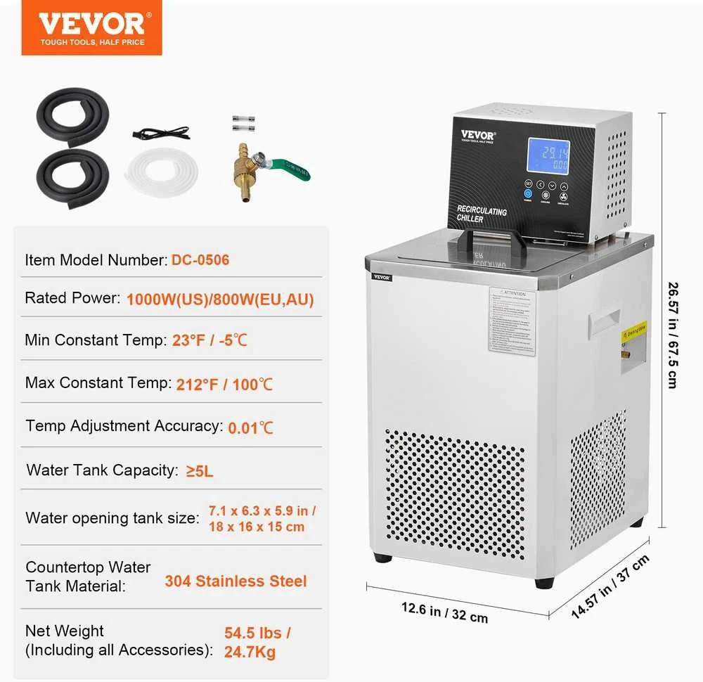 VEVOR Laboratorinis šaldytuvas cirkuliatorius 6L