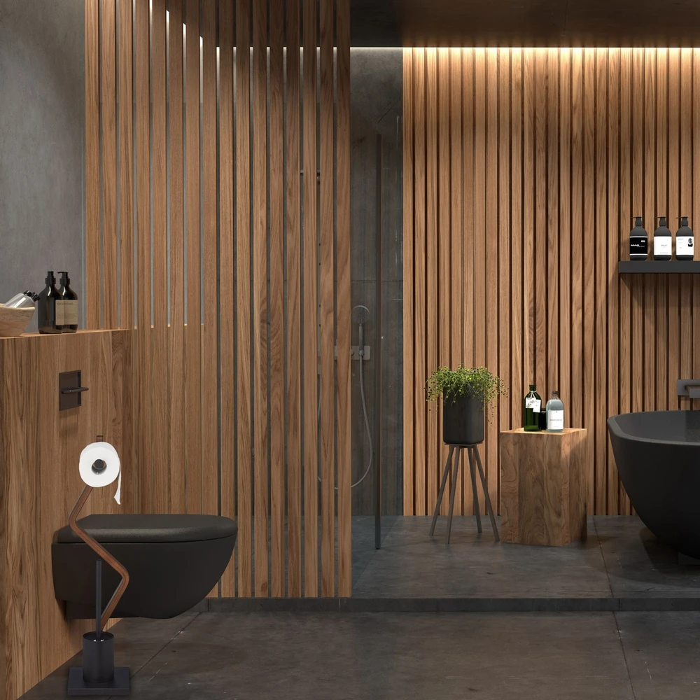 Relaxdays Laisvai pastatomas WC komplektas juodos spalvos
