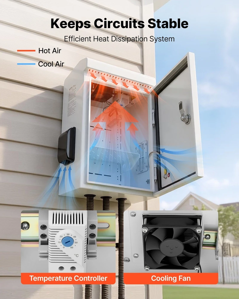 VEVOR Lauko elektros dėžė IP65 su termostatu
