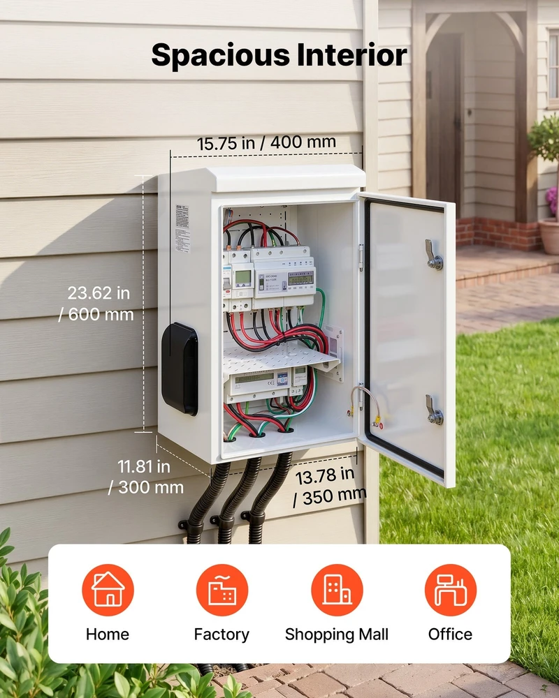 VEVOR Lauko elektros skydelis su termostatu ir ventiliatoriumi