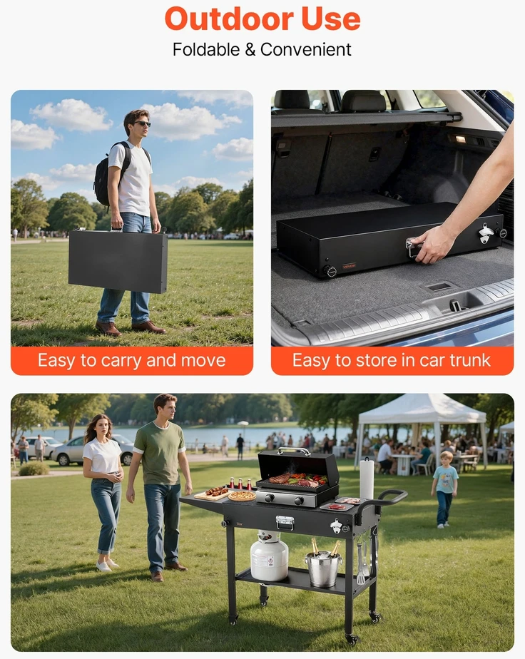 VEVOR Lauko grilio vežimėlis su šoniniu stalu