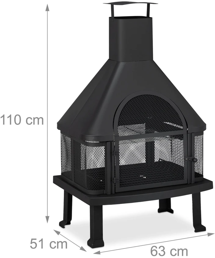 Relaxdays Lauko malkinė krosnelė su griliumi