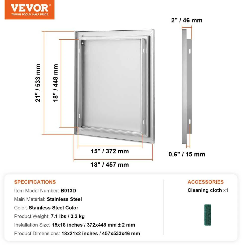 VEVOR Lauko virtuvės durys 457x533 mm