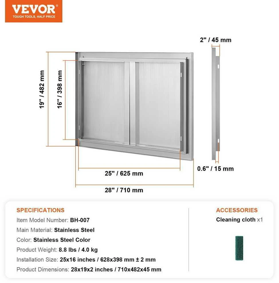 VEVOR Lauko virtuvės durys su rankenomis
