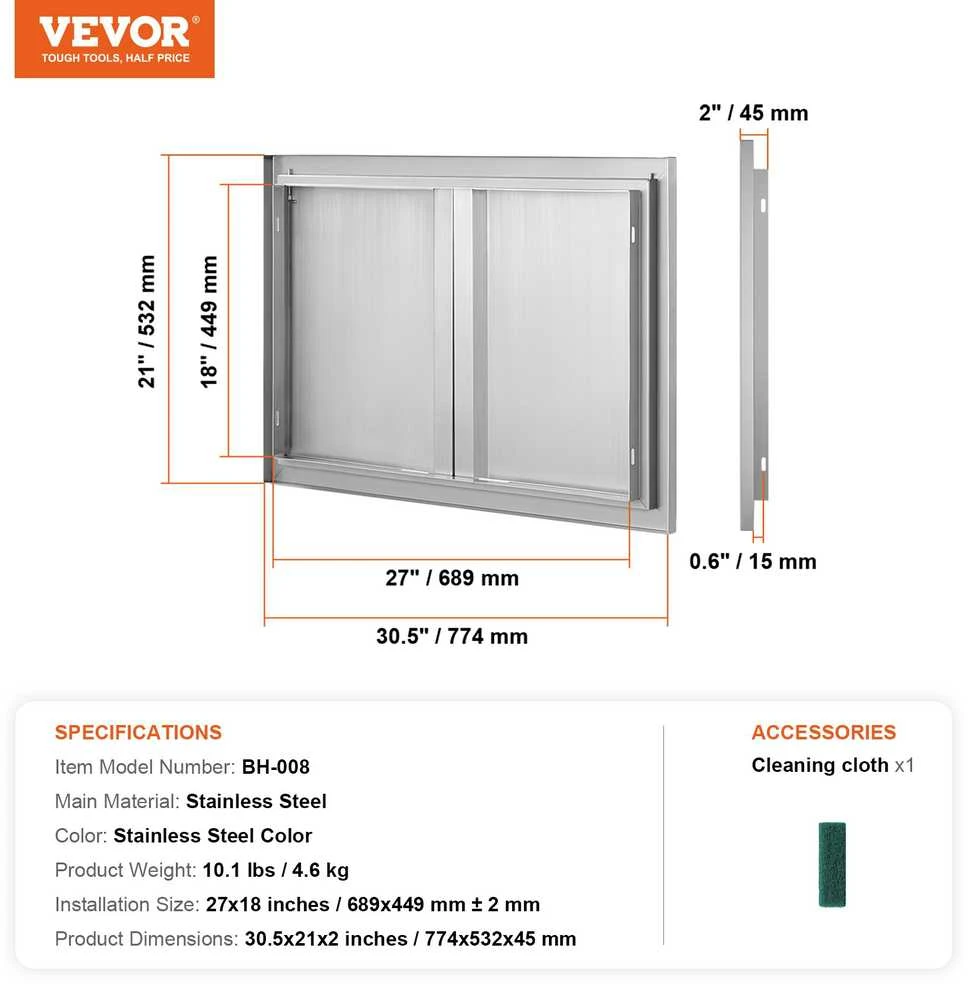VEVOR Lauko virtuvės dvigubos durys 774x532 mm