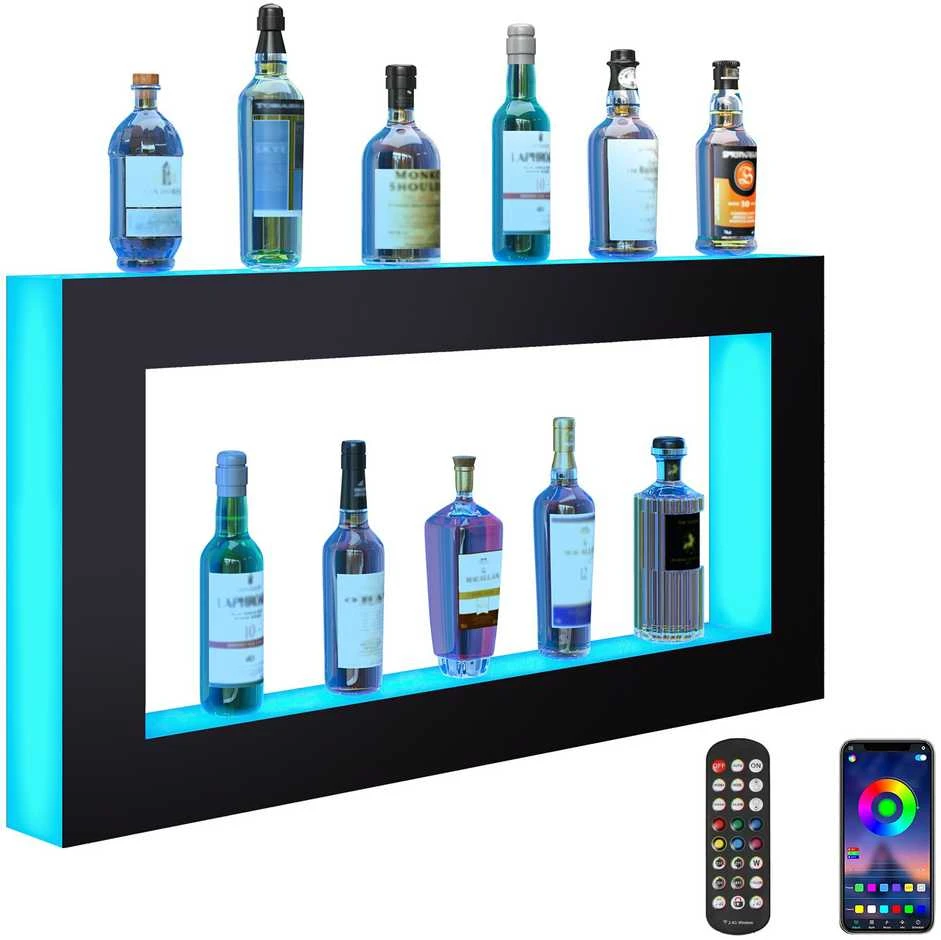 VEVOR LED apšviesta alkoholio lentyna 122 cm