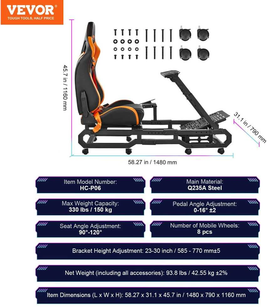 VEVOR Lenktynių vairo stovas Logitech G923/G920/G29