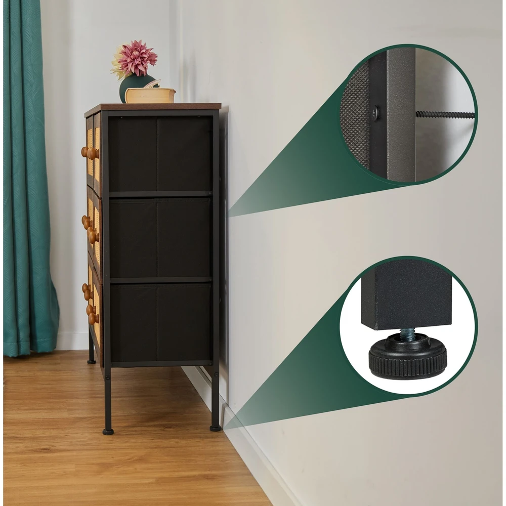 Relaxdays Komoda su 6 rotango stalčiais