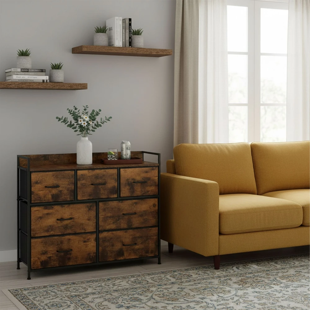 Relaxdays Komoda su 7 medžiaginėmis dėžėmis