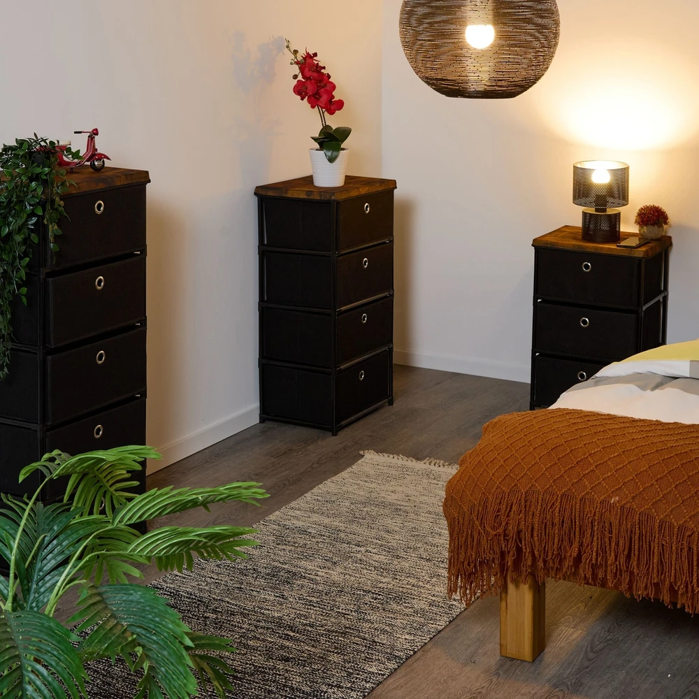 Relaxdays Komoda su audinio stalčiais, medžio imitacijos