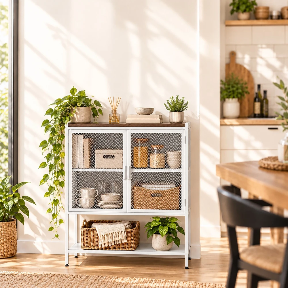 Lova Relaxdays Metalinė spintelė su medienos imitacija
