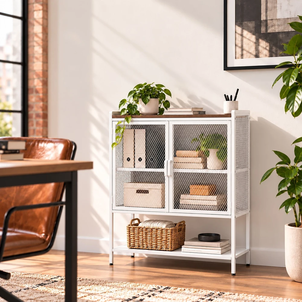 Lova Relaxdays Metalinė spintelė su medienos imitacija