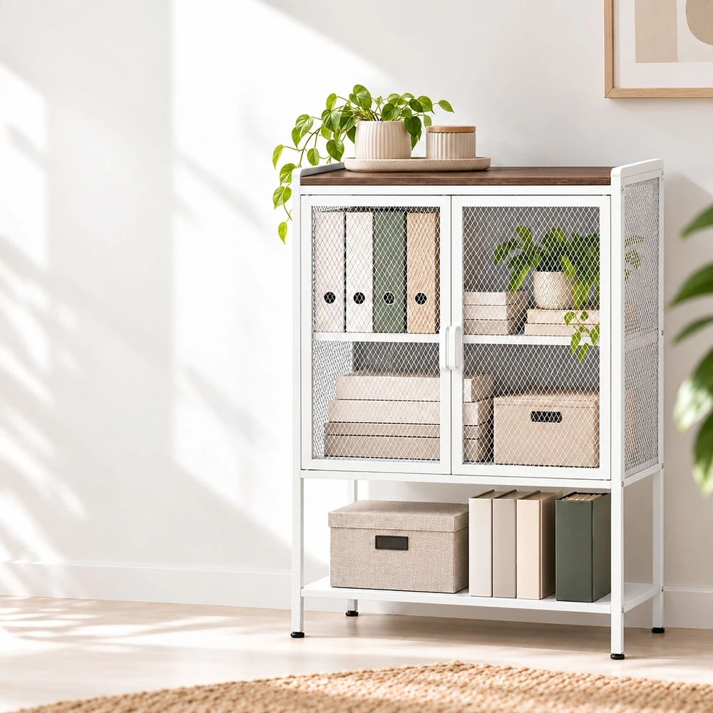 Lova Relaxdays Metalinė spintelė su medienos imitacija