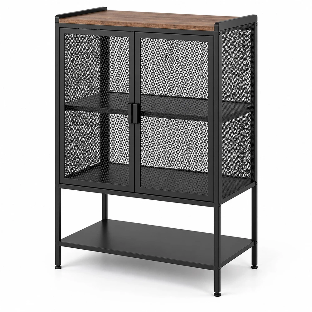 Lova Relaxdays Metalinė spintelė su medžio imitacija