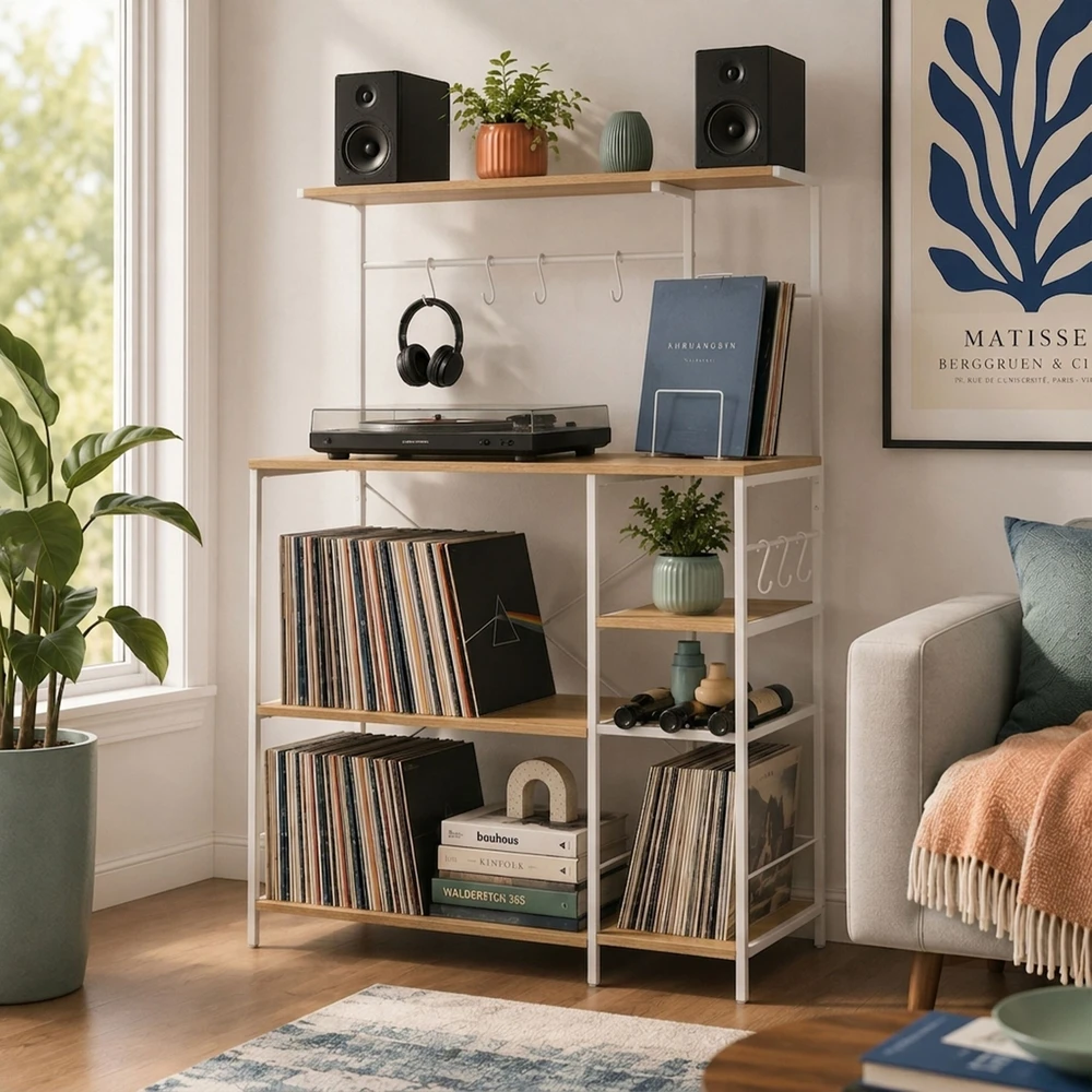 Lova Relaxdays Virtuvės lentyna su 7 lentynomis ir 8 kabliukais