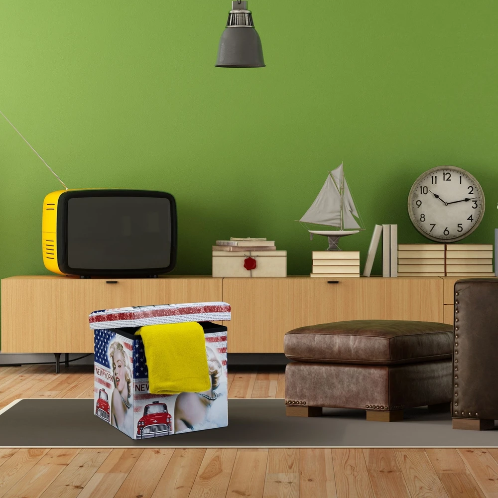 Relaxdays Madingas sulankstomas pufas su daiktų laikymo vieta