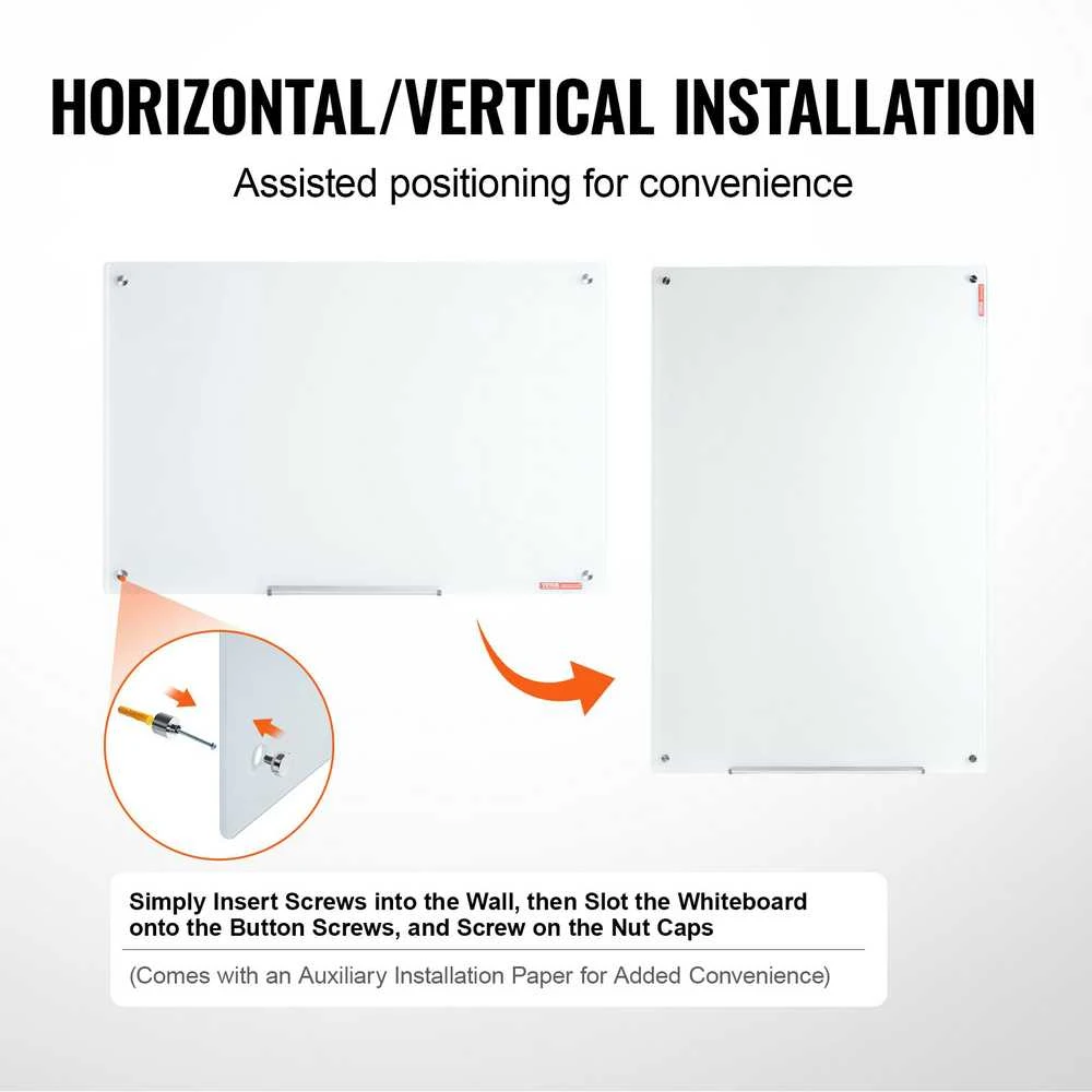 VEVOR Magnetinė stiklinė rašymo lenta 900 x 600 mm