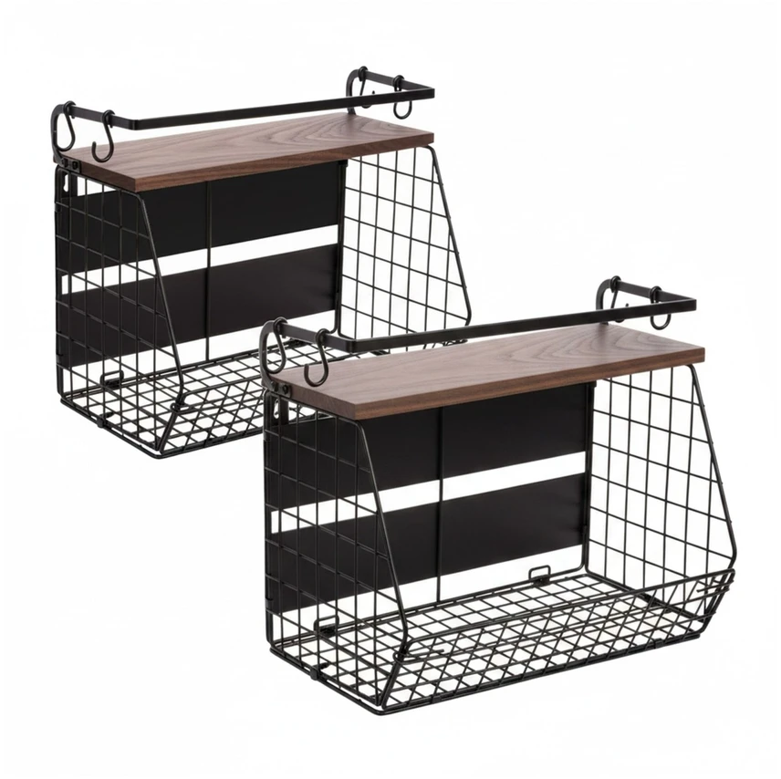 Relaxdays Magnetinė vaisių krepšelio sieninė lentyna, 2 vnt.