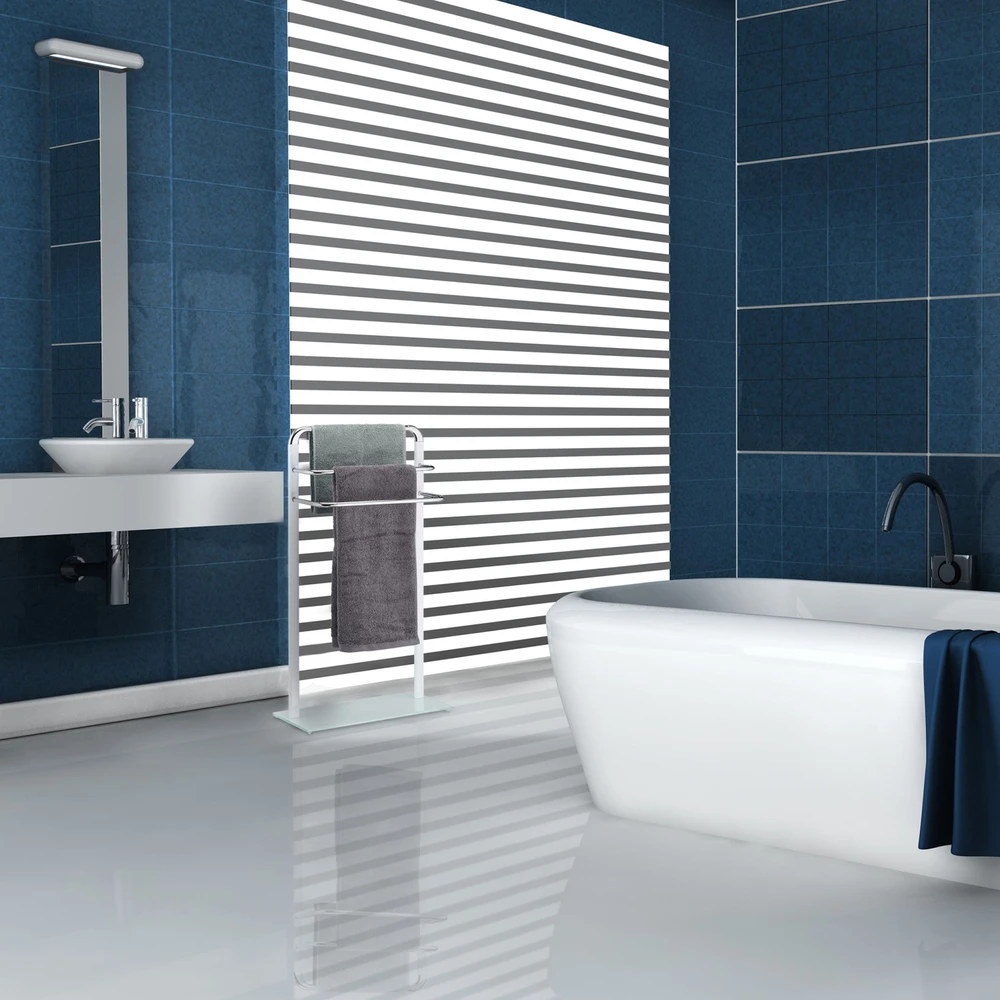 Relaxdays Matinio stiklo ir chromo rankšluosčių stovas