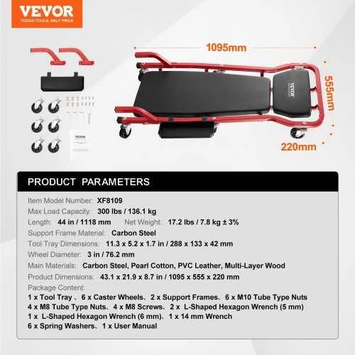 VEVOR Mechaniko garažo vežimėlis 1118 mm