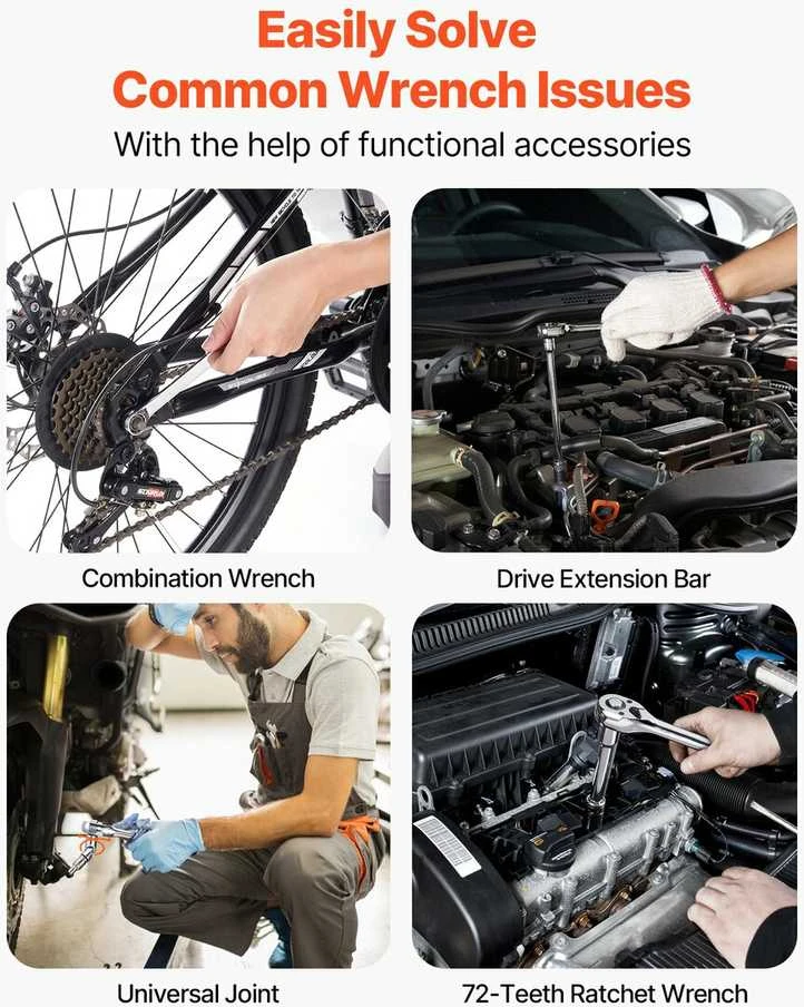 Vevor Mechanikų rinkinys su raktu ir antgaliais 450 dalių