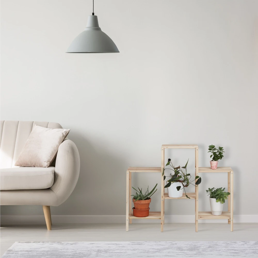 Relaxdays Medinė gėlių kopėčių lentyna