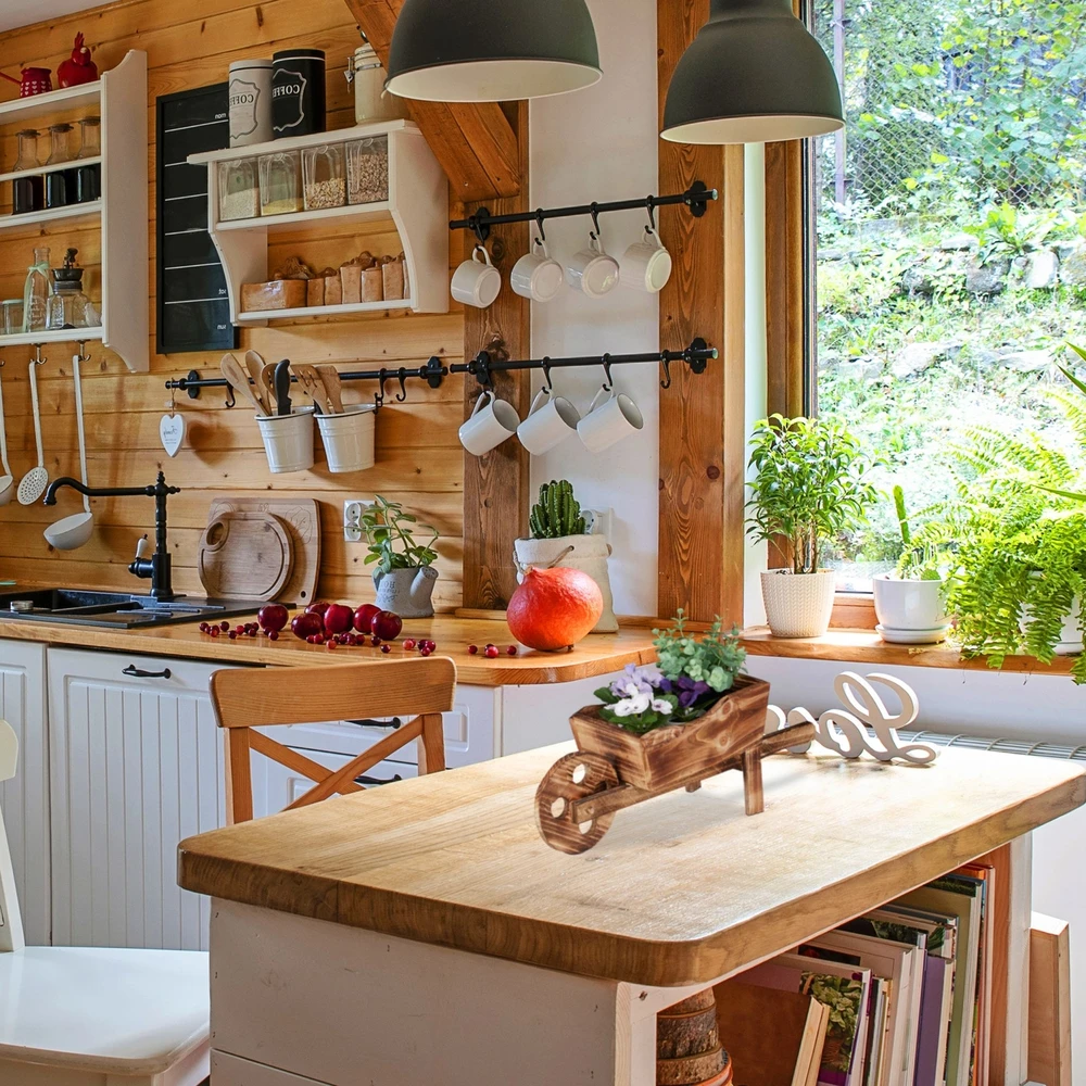 Relaxdays Medinė karučio formos gėlinė