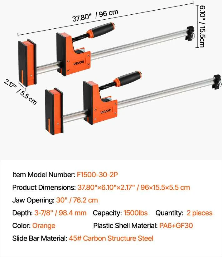 VEVOR Medžio apdirbimo spaustuvai 2 vnt., 76 cm rinkinys