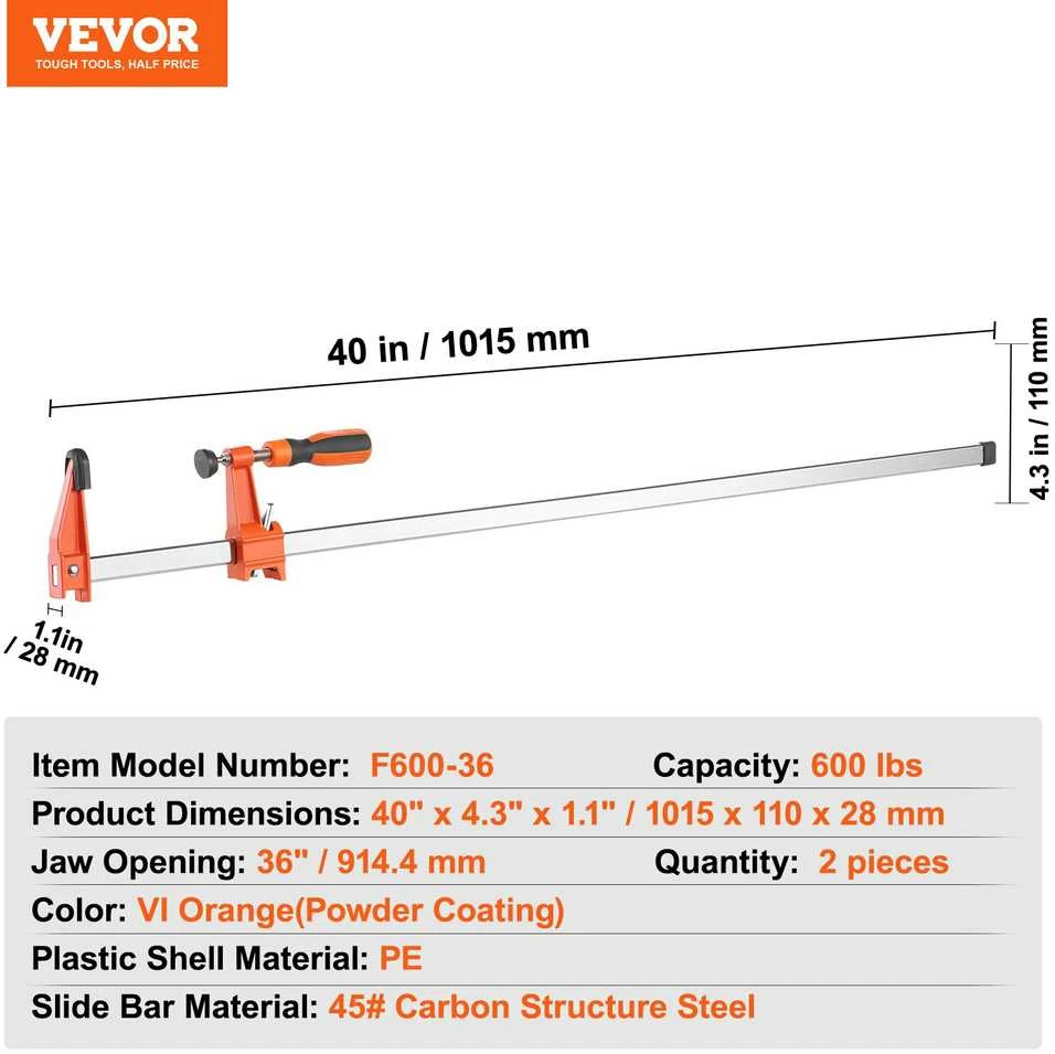 VEVOR Medžio apdirbimo spaustuvai, 2 vnt. 914 mm
