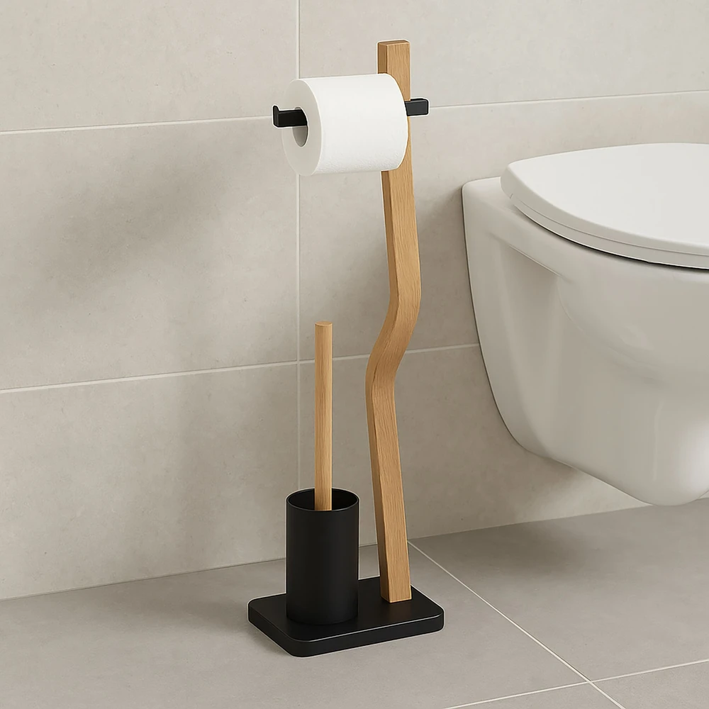 Relaxdays Medžio ir metalo WC rinkinys