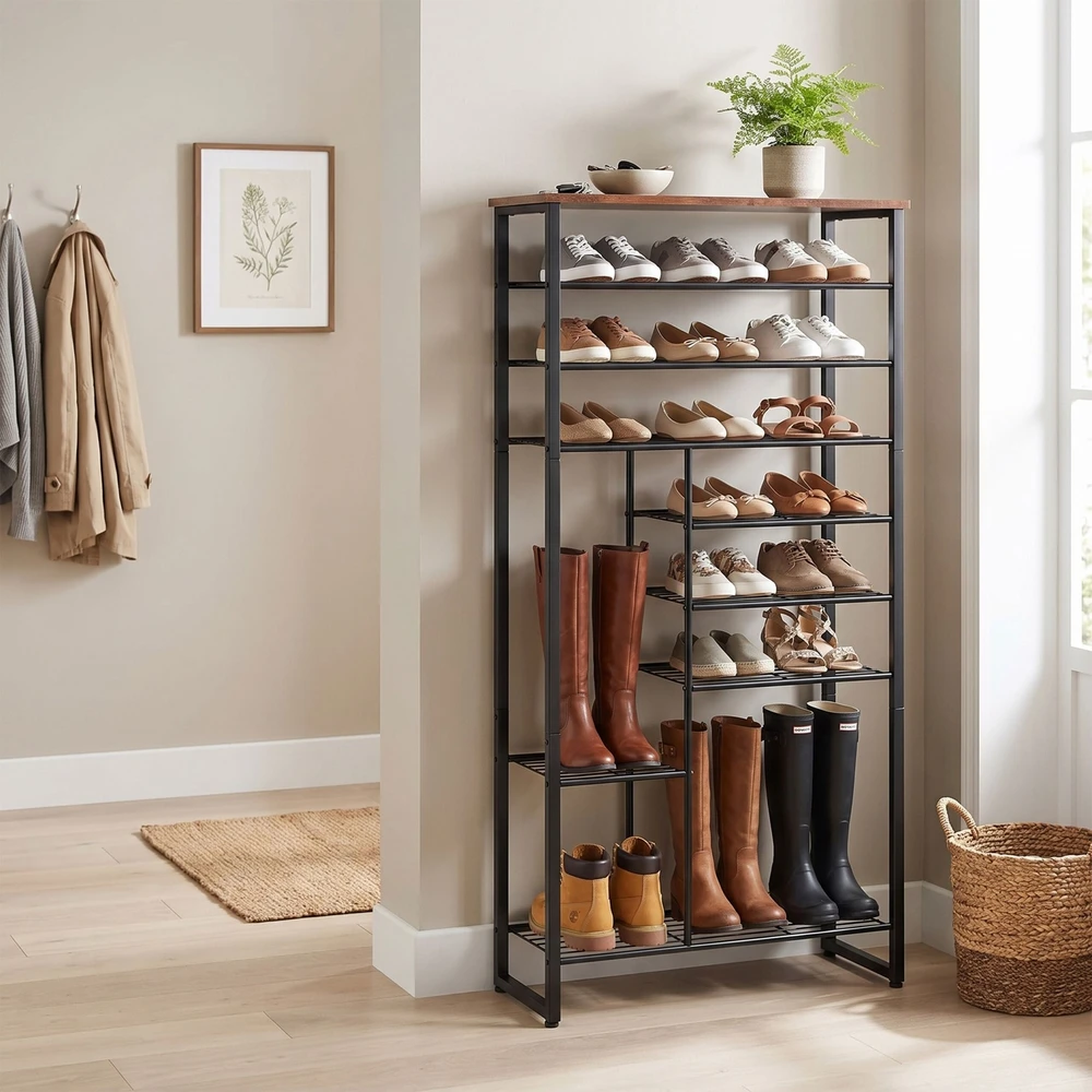 Relaxdays Metalinė ir MDF batų lentyna, 10 lygių