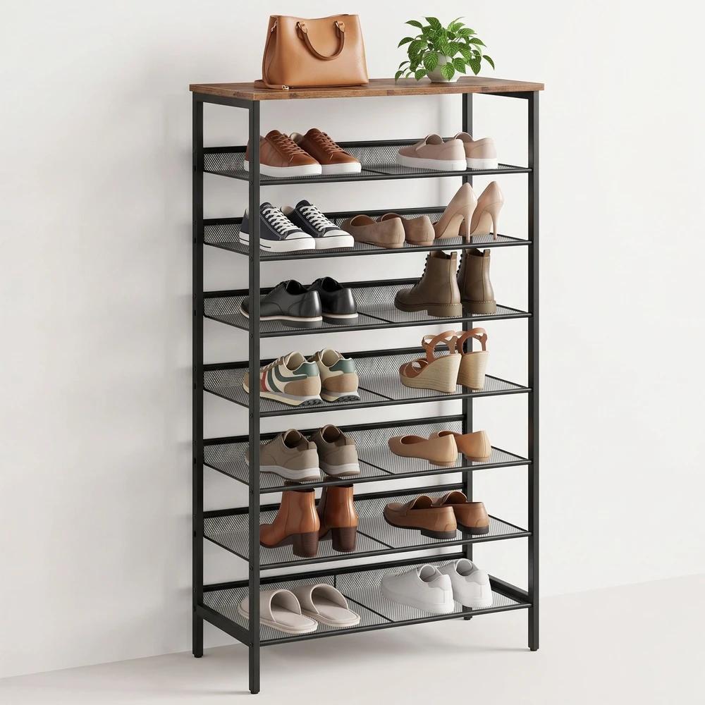Relaxdays Metalinė ir MDF batų lentyna, 8 aukštų