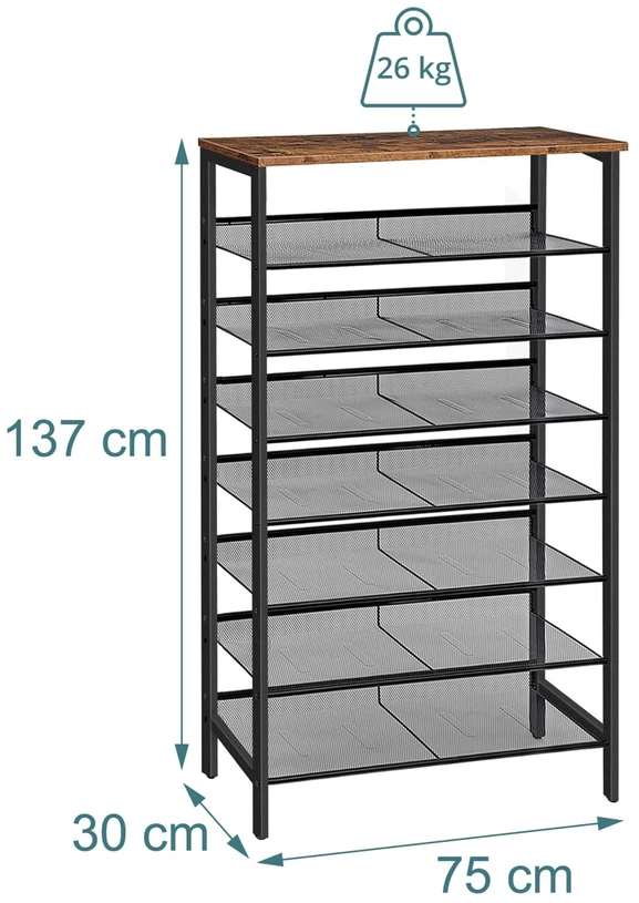 Relaxdays Metalinė ir MDF batų lentyna, 8 aukštų