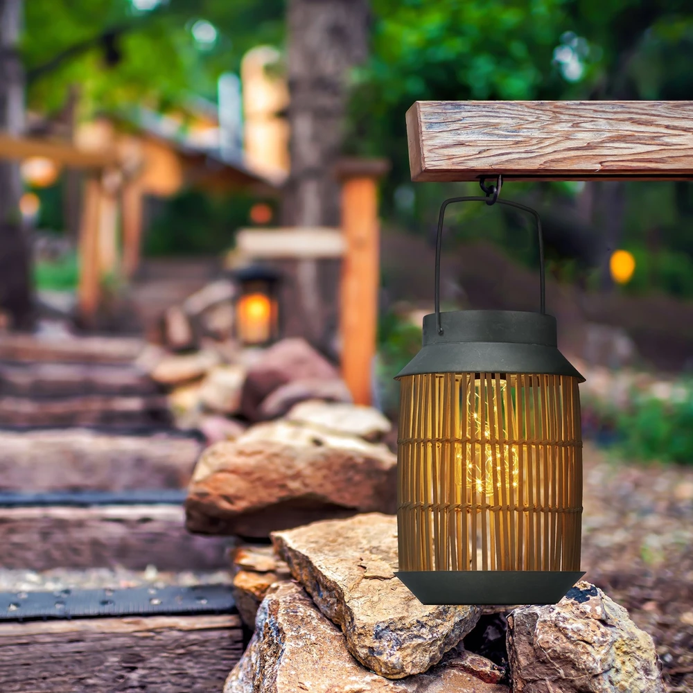 Relaxdays Metalinė ir ratano saulės lempa