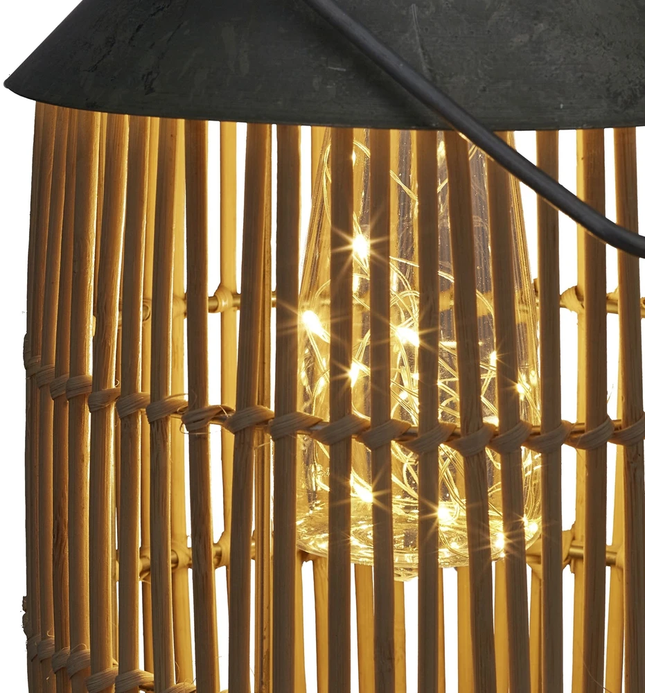 Relaxdays Metalinė ir ratano saulės lempa