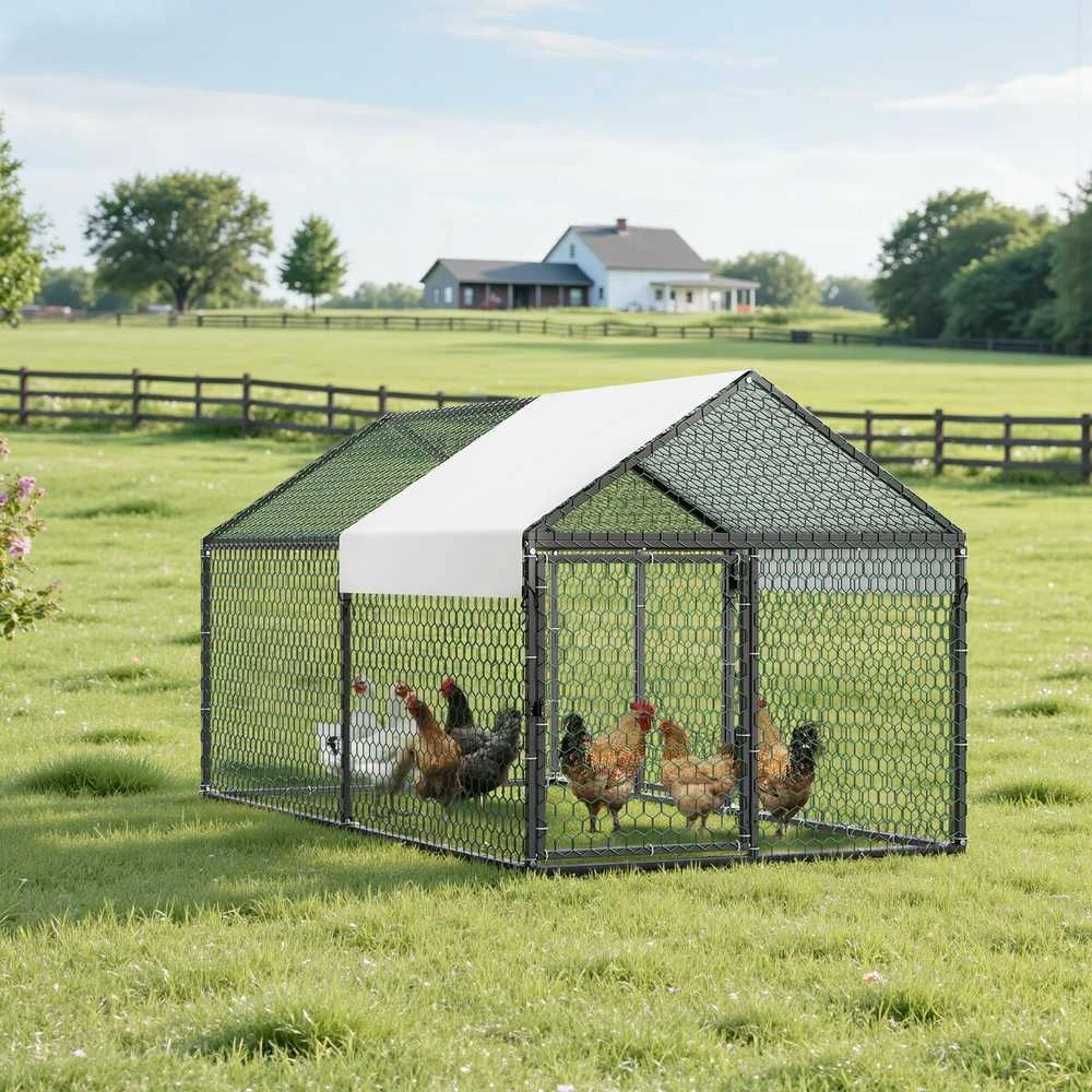 VEVOR Metalinė vištidė 4-6 vištoms, 1 x 2 x 1 m