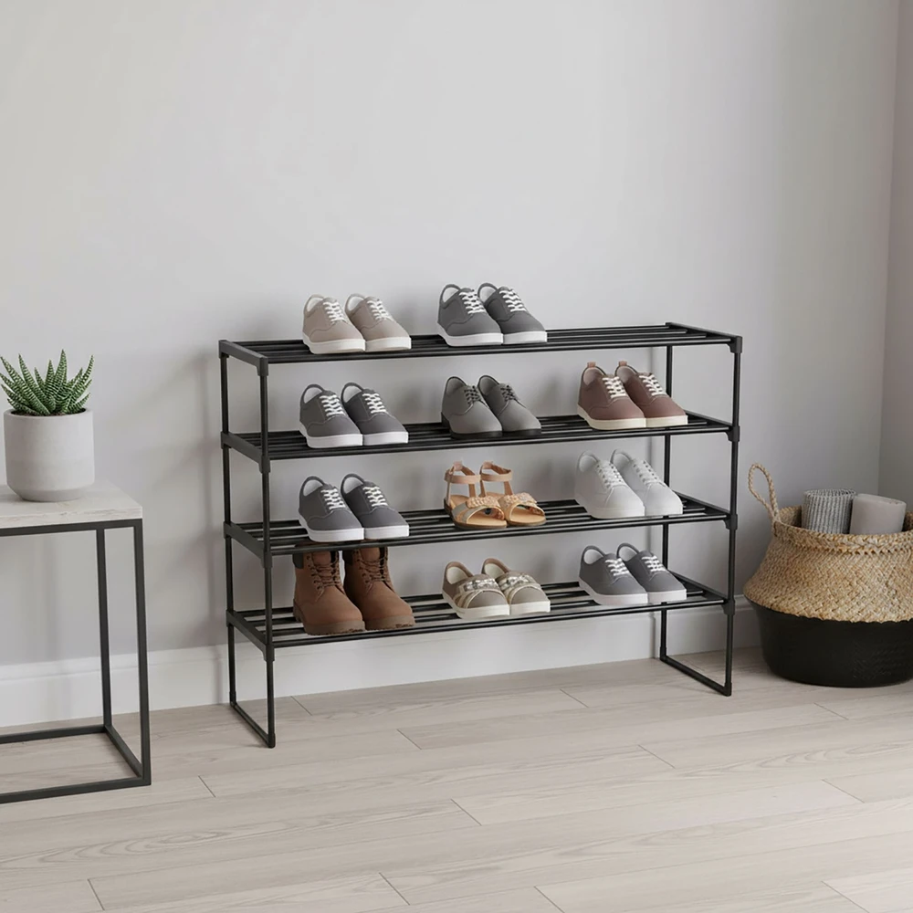 Relaxdays Metalinis batų stovas su plastikinėmis lentynomis